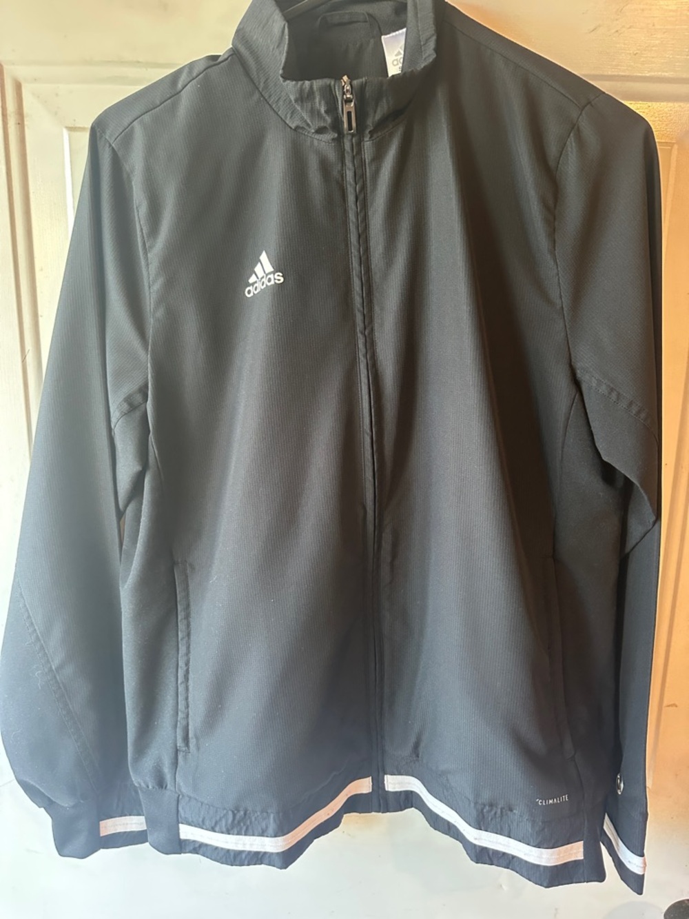 adidas Men’s Black Track Jacket with White Stripe